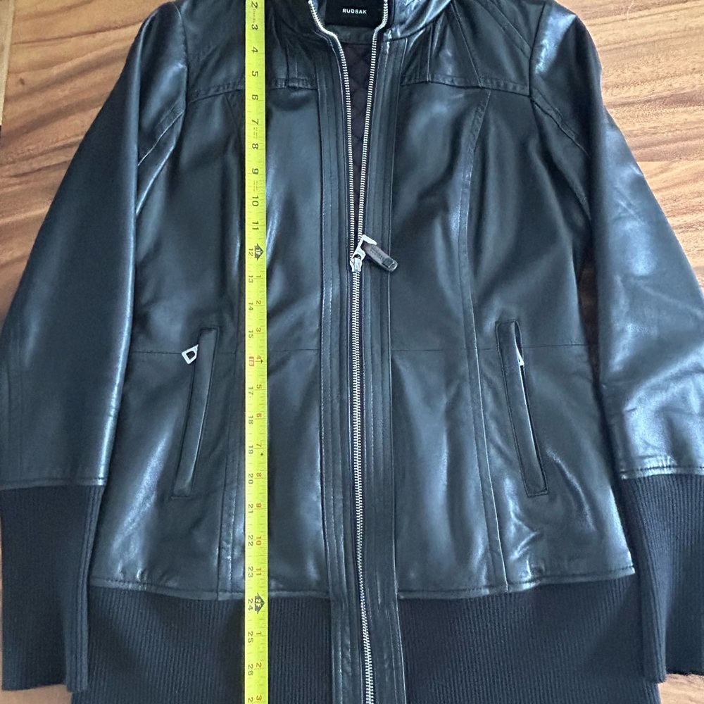 RUDSAK Quilted Black Real Leather Jacket (High collar hidden hood) - Picture 4 of 15